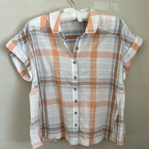 Pilcro button down short sleeve top